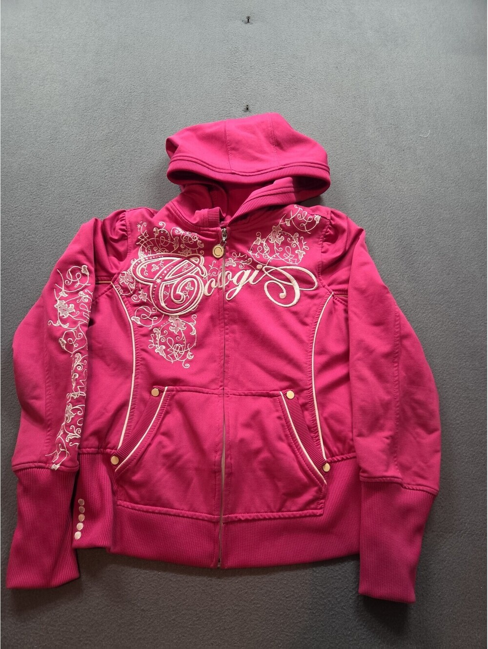 women's vintage pink COOGI zip-up hoodie size M